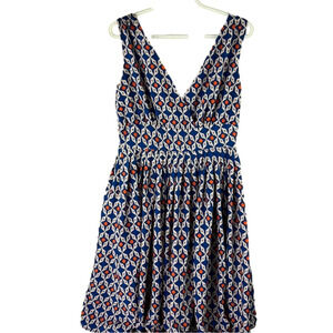Aryeh Geometric V Neck Dress with V neck Back